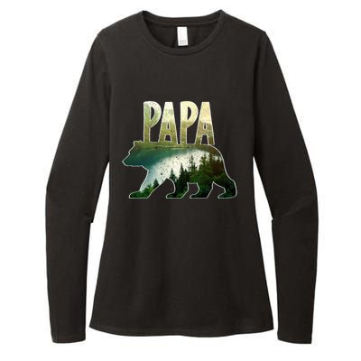 Papa Bear Forest Lake Mountain Scene Outdoors FatherS Day Gift Womens CVC Long Sleeve Shirt