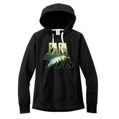 Papa Bear Forest Lake Mountain Scene Outdoors FatherS Day Gift Women's Fleece Hoodie