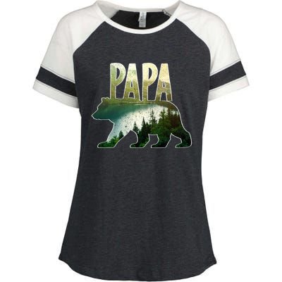 Papa Bear Forest Lake Mountain Scene Outdoors FatherS Day Gift Enza Ladies Jersey Colorblock Tee