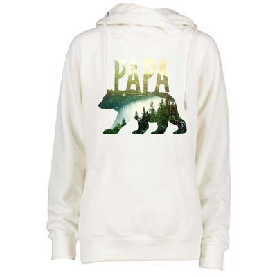 Papa Bear Forest Lake Mountain Scene Outdoors FatherS Day Gift Womens Funnel Neck Pullover Hood