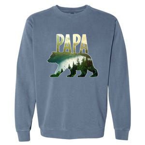 Papa Bear Forest Lake Mountain Scene Outdoors FatherS Day Gift Garment-Dyed Sweatshirt