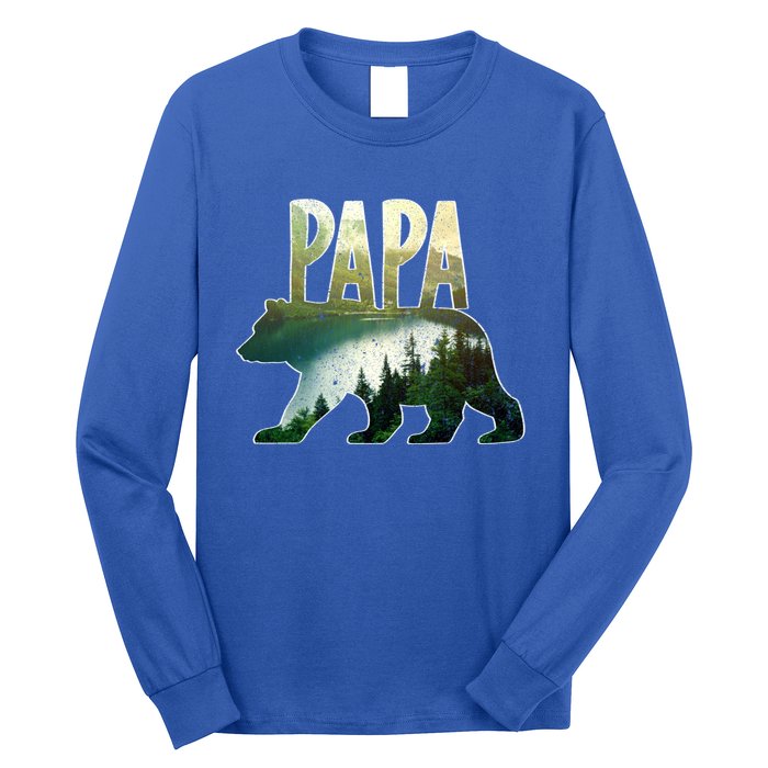 Papa Bear Forest Lake Mountain Scene Outdoors FatherS Day Gift Long Sleeve Shirt