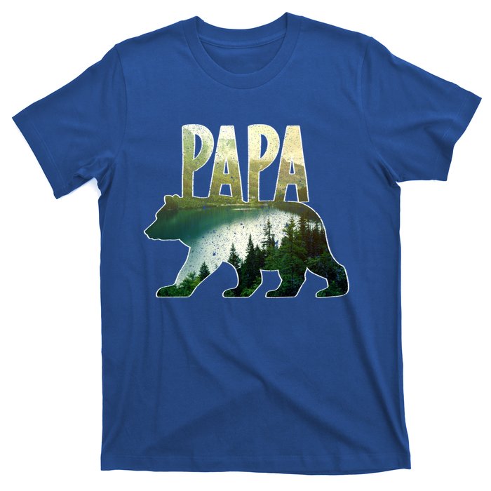 Papa Bear Forest Lake Mountain Scene Outdoors FatherS Day Gift T-Shirt