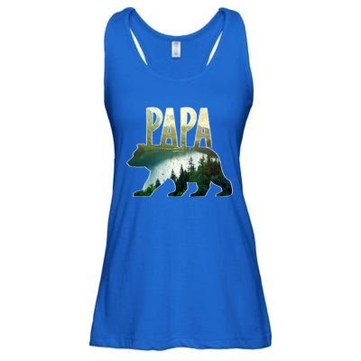 Papa Bear Forest Lake Mountain Scene Outdoors FatherS Day Gift Ladies Essential Flowy Tank