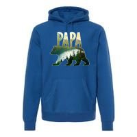 Papa Bear Forest Lake Mountain Scene Outdoors FatherS Day Gift Premium Hoodie