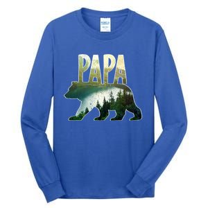 Papa Bear Forest Lake Mountain Scene Outdoors FatherS Day Gift Tall Long Sleeve T-Shirt