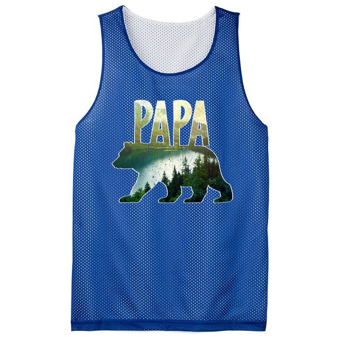 Papa Bear Forest Lake Mountain Scene Outdoors FatherS Day Gift Mesh Reversible Basketball Jersey Tank