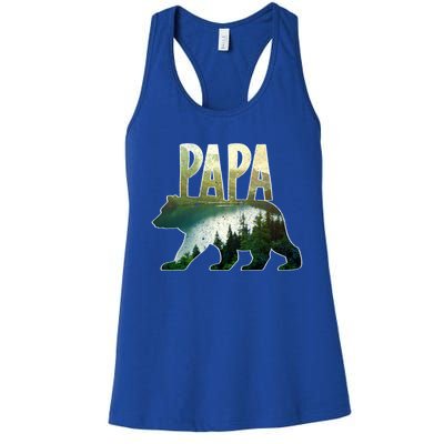 Papa Bear Forest Lake Mountain Scene Outdoors FatherS Day Gift Women's Racerback Tank