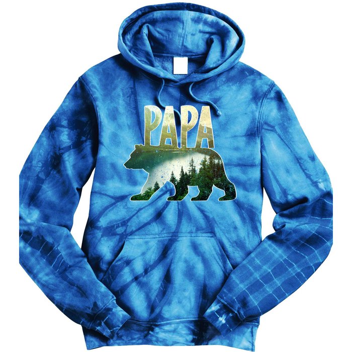 Papa Bear Forest Lake Mountain Scene Outdoors FatherS Day Gift Tie Dye Hoodie