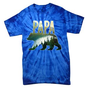 Papa Bear Forest Lake Mountain Scene Outdoors FatherS Day Gift Tie-Dye T-Shirt