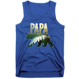 Papa Bear Forest Lake Mountain Scene Outdoors FatherS Day Gift Tank Top