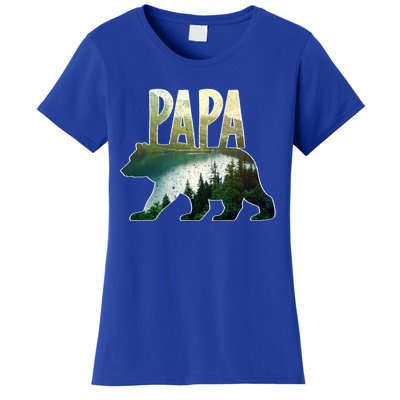 Papa Bear Forest Lake Mountain Scene Outdoors FatherS Day Gift Women's T-Shirt