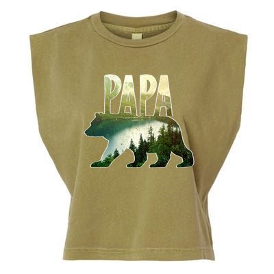 Papa Bear Forest Lake Mountain Scene Outdoors FatherS Day Gift Garment-Dyed Women's Muscle Tee