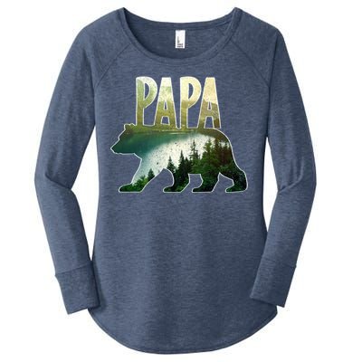 Papa Bear Forest Lake Mountain Scene Outdoors FatherS Day Gift Women's Perfect Tri Tunic Long Sleeve Shirt