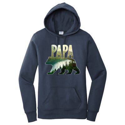 Papa Bear Forest Lake Mountain Scene Outdoors FatherS Day Gift Women's Pullover Hoodie