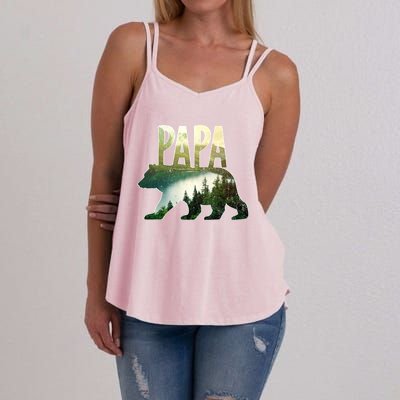 Papa Bear Forest Lake Mountain Scene Outdoors FatherS Day Gift Women's Strappy Tank