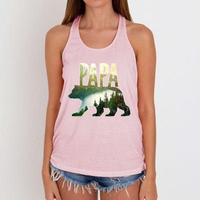 Papa Bear Forest Lake Mountain Scene Outdoors FatherS Day Gift Women's Knotted Racerback Tank