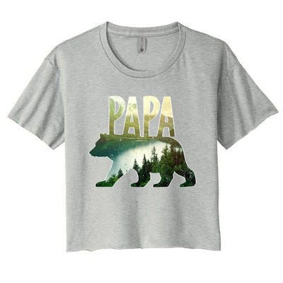 Papa Bear Forest Lake Mountain Scene Outdoors FatherS Day Gift Women's Crop Top Tee