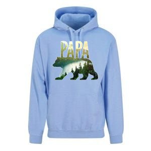 Papa Bear Forest Lake Mountain Scene Outdoors FatherS Day Gift Unisex Surf Hoodie