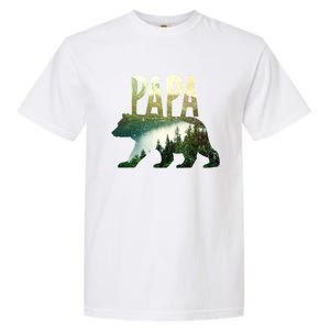 Papa Bear Forest Lake Mountain Scene Outdoors FatherS Day Gift Garment-Dyed Heavyweight T-Shirt