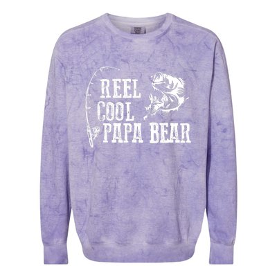 Papa Bear Fishing Reel Cool Papa Bear Colorblast Crewneck Sweatshirt