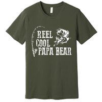 Papa Bear Fishing Reel Cool Papa Bear Premium T-Shirt