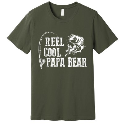 Papa Bear Fishing Reel Cool Papa Bear Premium T-Shirt