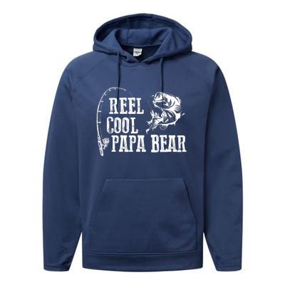 Papa Bear Fishing Reel Cool Papa Bear Performance Fleece Hoodie