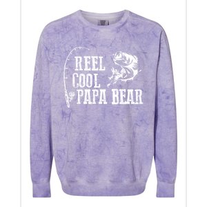 Papa Bear Fishing: Reel Cool Papa Bear Funny Gift Colorblast Crewneck Sweatshirt