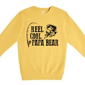 Papa Bear Fishing: Reel Cool Papa Bear Funny Gift Premium Crewneck Sweatshirt