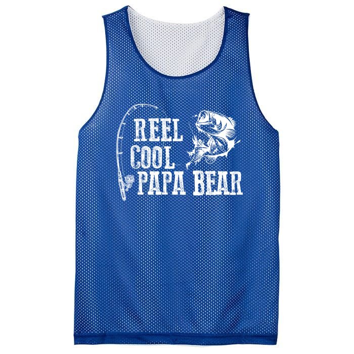 Papa Bear Fishing: Reel Cool Papa Bear Funny Gift Mesh Reversible Basketball Jersey Tank