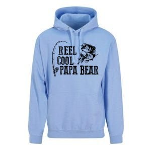 Papa Bear Fishing: Reel Cool Papa Bear Funny Gift Unisex Surf Hoodie