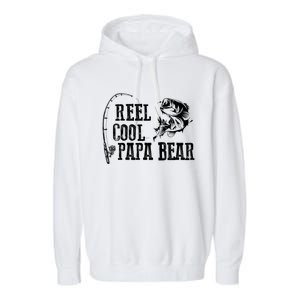 Papa Bear Fishing: Reel Cool Papa Bear Funny Gift Garment-Dyed Fleece Hoodie