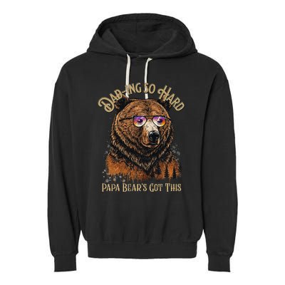 Papa Bear Funny Fathers Day Gift Garment-Dyed Fleece Hoodie