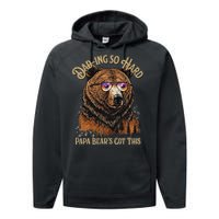 Papa Bear Funny Fathers Day Gift Performance Fleece Hoodie