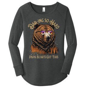 Papa Bear Funny Fathers Day Gift Women's Perfect Tri Tunic Long Sleeve Shirt