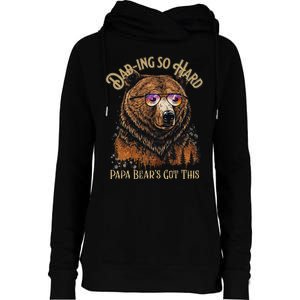 Papa Bear Funny Fathers Day Gift Womens Funnel Neck Pullover Hood