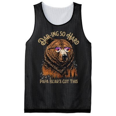 Papa Bear Funny Fathers Day Gift Mesh Reversible Basketball Jersey Tank