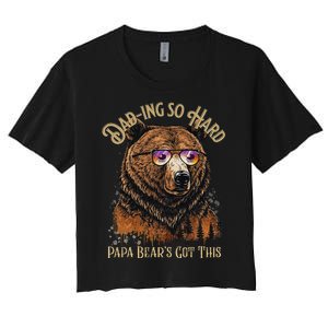 Papa Bear Funny Fathers Day Gift Women's Crop Top Tee