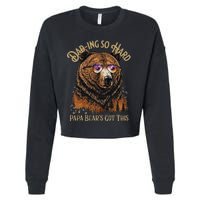 Papa Bear Funny Fathers Day Gift Cropped Pullover Crew