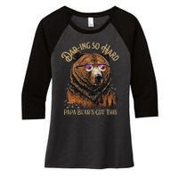 Papa Bear Funny Fathers Day Gift Women's Tri-Blend 3/4-Sleeve Raglan Shirt