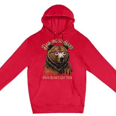 Papa Bear Funny Fathers Day Gift Premium Pullover Hoodie