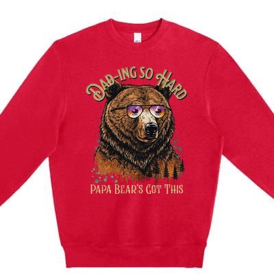 Papa Bear Funny Fathers Day Gift Premium Crewneck Sweatshirt