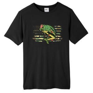 Patriotic Bass Fishing American Flag Fish Fisherman Gift Tall Fusion ChromaSoft Performance T-Shirt