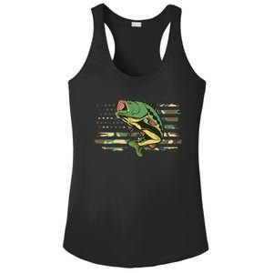 Patriotic Bass Fishing American Flag Fish Fisherman Gift Ladies PosiCharge Competitor Racerback Tank