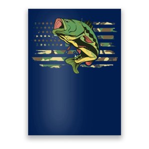 Patriotic Bass Fishing American Flag Fish Fisherman Gift Poster