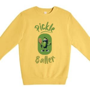 Pickle Baller Funny Pickleball Premium Crewneck Sweatshirt