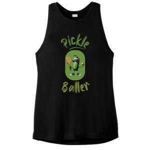 Pickle Baller Funny Pickleball Ladies PosiCharge Tri-Blend Wicking Tank