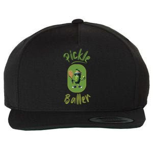 Pickle Baller Funny Pickleball Wool Snapback Cap