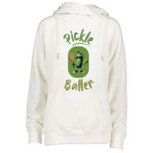 Pickle Baller Funny Pickleball Womens Funnel Neck Pullover Hood